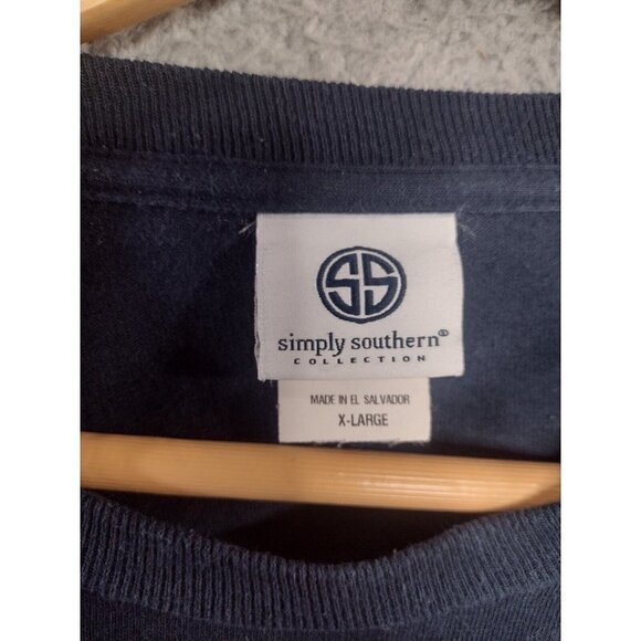 Simply Southern T-Shirt Small Elephant Long Sleeve Blue Pink Love Casual - Picture 8 of 10